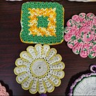 Lot Of 7 Vtg Doilies Potholders Handmade Crochet Multicolor Pink Purple Yellow