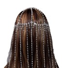Women Rhinestone Head Dress Tassel Jewelry Metal Show Hair Chain Headwear 31031