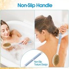 Long Handle Back Scrubber Brush For Shower  Dual Bristle Body Exfoliator  Blue