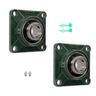 2 Pc Self-aligning Ucf207-20 Pillow Block Bearing Solid Base 1-1 4  Bore 4-bolt