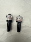 Very Nice Vintage Clay Art Anthropomorphic Noddler Salt And Pepper Set
