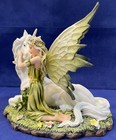 Ptc 7 Inch Green Winged Fairy With Magical Unicorn Statue Figurine Decor Euc