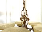 Antique Vtg 1920s Art Deco Cast Aluminum Ceiling Light Fixture Chandelier 5 Bulb