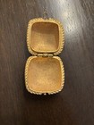 Beautiful Vintage Enamel Small Pill Box Compact Red Gold