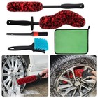 5 Pack Car Wheel And Tire Cleaner Brushes Kit Auto Motorcycle Rim Red   Black