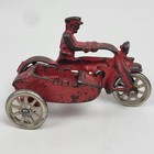 Antique 20s-30s cast Iron Cop Police Motorcycle 1723 W sidecar 1724 red 4 