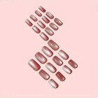 24pcs Glitter Press On Nails Medium Square Glitter Fake Nails Pinkish Cat Eye Wi