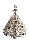 Vintage 70 s Small Spun Silver Tone Wire Rhinestone Christmas Tree Pin   Brooch