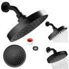 6 Inch Black Shower Head High Pressure Rain Luxury Modern Bathroom Showerhead