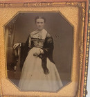 1860s Tintype Not Daguerreotype Beautiful Young Lady Wearing Very Elegant Dress