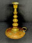 Vintage Hammered Copper   Brass Chamber Candlestick Holder With Handle Mcm