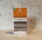 Kiss Nail Drip Press On Nails Medium Length  like-minded  Red Floral Print Nib