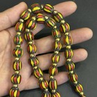 Vintage Venetian Trade Old African Glass Layer Chevron Beads Strand Necklace