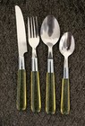 20 Pieces Vintage Yellow Lucite Stainless Flatware W uranium Mid Century Modern