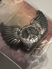 Vtg Tandy Leather Winged Peace Sign Concho Silver Leather Crafts 1 5   x1 3   