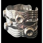 Vintage Mexican Sterling Silver Art Deco River Of Life Cuff Bracelet 43g