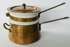 Taurus Copper Double Boiler Made In Portugal Odi Vintage Brass Handles Porcelain