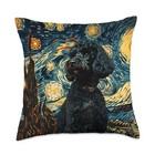 Black Poodle Van Gogh Style Graphic Throw Pillow 18x18