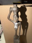 12    Vintage African Bronze Woman Water Carrier Statue Lost Wax Cast Benin Style