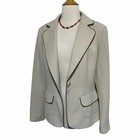 New York   Company Blazer 12 Beige Contrast Piping Single Button Professional