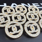 10 Chanel Buttons Gold Cc Logo With Stones Metal 22mm Vintage