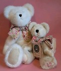 Boyds Bear Lot Of 2 Plush 15  And 10  White Floral Bow Stuffed Animal