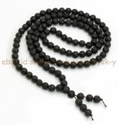 6mm Black Lava Stone 108 Prayer Beads Tibet Buddhist Mala Necklace Bracelet