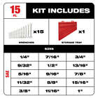 Milwaukee 48-22-9415 15-piece Standard Open-end Combination Wrench Set