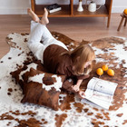 New Large 100  Natural Cowhide Leather Rugs Tricolor Cow Hide Skin Carpet Area