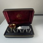 Portable Communion Set Black Hinged Case W  Cross  4 Cups  Bottle   Dish