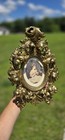 Antique Art Nouveau Solid Bronze Ornate Frame Mirror 1800s Italian Gold Gilt