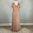 Js Collections Pink Evening Gown Beaded Cowl Neck Long A-line Dress Size 14w
