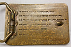 Apple Computer Inc  Grail Vintage Original Solid Bronze Belt Buckle Made In Usa