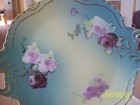 Victorian Style Vintage Floral Rose Turquoise Charger Cake Plate With Server