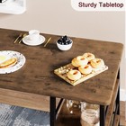 Dining Table Set W  2 Upholstered Chairs Pub Table   3 Storage Shelves Brown