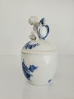 Rare Royal Copenhagen Blue Flower Covered Bowl Candy Dish W  Cherub Finial H 7 