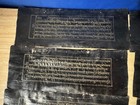 Antique Mongolian Tibetan Buddhist Handwritten Black Manuscript Leaves 10 Pc