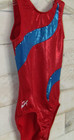 Gk Leotard Red Blue Foil Metallic Gems Gymnastics Axs Adult Xs