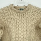 Vtg Carraig Donn Sweater Kids Large White Aran Cable Knit Wool Fisherman Ireland
