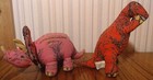 Vtg 1992 Applause Lot  2  T-rex   Triceratops Dinosaurs 8  Cloth Plush Pink red