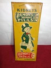 7 X 17 In Ramon s Pills Pink   Brown  Adv  Sign Embossed Tin Metal Tacker - C 72