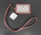 Coach Pink  c  Jacquard Leather Lanyard Id Badge Holder New tags F63681