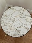 Vintage Mid Century Modern Mcm Marble Formica   Walnut Accent Stacking Table 