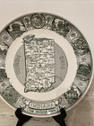 Vtg Indiana Green Transferware 10  Ceramic Souvenir Plate The Hoosier State Mcm