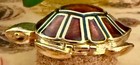 Vintage Estee Lauder Amber Enamel Turtle Cinnabar Solid Perfume Compact