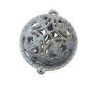 Vintage Cast Iron Ornate String Yarn Ball Footed Holder Antique White