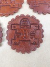 Vtg Aztec Embossed Leather Coaster Set Of 5 W  Case