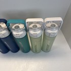 Lot Of 5 Takeya Glass Water Bottle Blue Teal Green Silicone Sleeve Button Handle