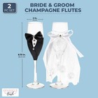 Bride And Groom Champagne Flutes  Wedding Dress Tuxedo Toasting Glasses Gift Set