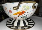 Mackenzie Childs Freshly Picked  Enamel Large Vegetable Stripe Colander  New